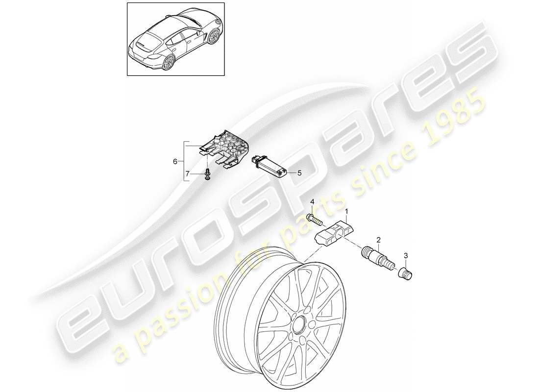 porsche panamera 970 (2016) tire pressure control system part diagram