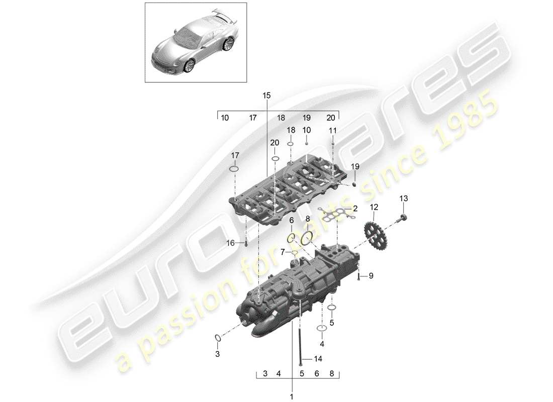 porsche 2020 (991-2 r/gt3/rs) oil pump part diagram