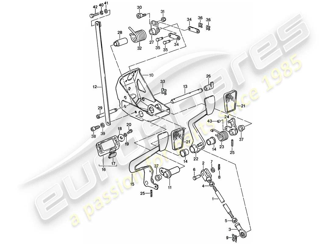 porsche 1989 (911) pedals part diagram