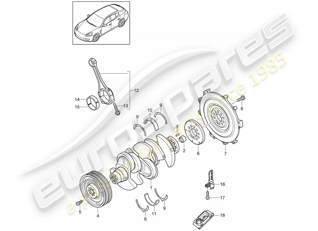 porsche panamera 970 (2015) crankshaft part diagram