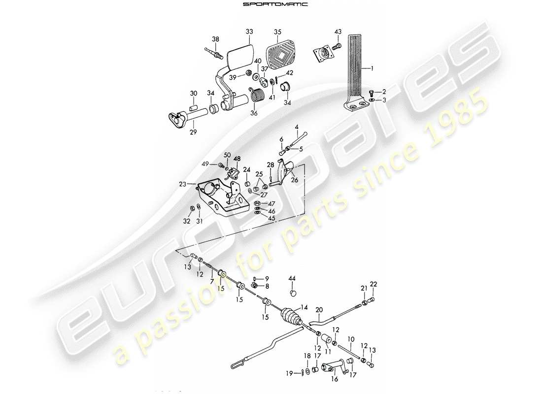 porsche 1965 (911/912) pedals part diagram