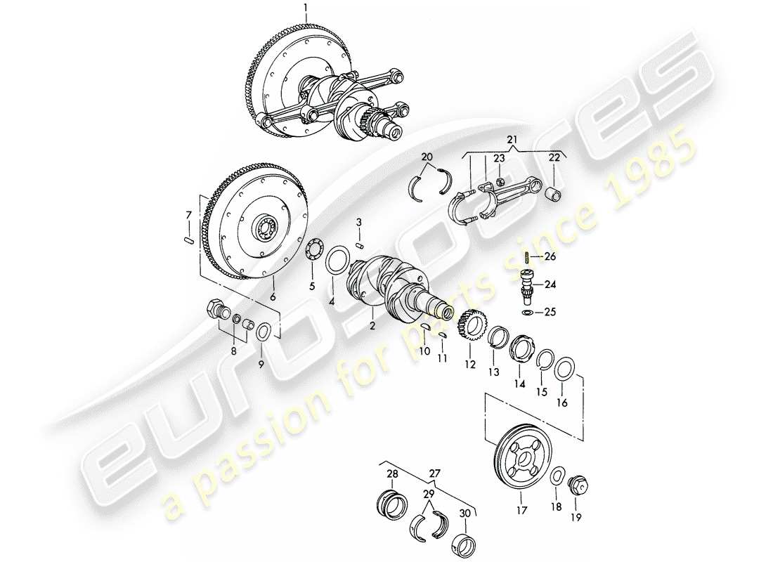 porsche 1967 (911/912) crankshaft - and - connecting rods part diagram