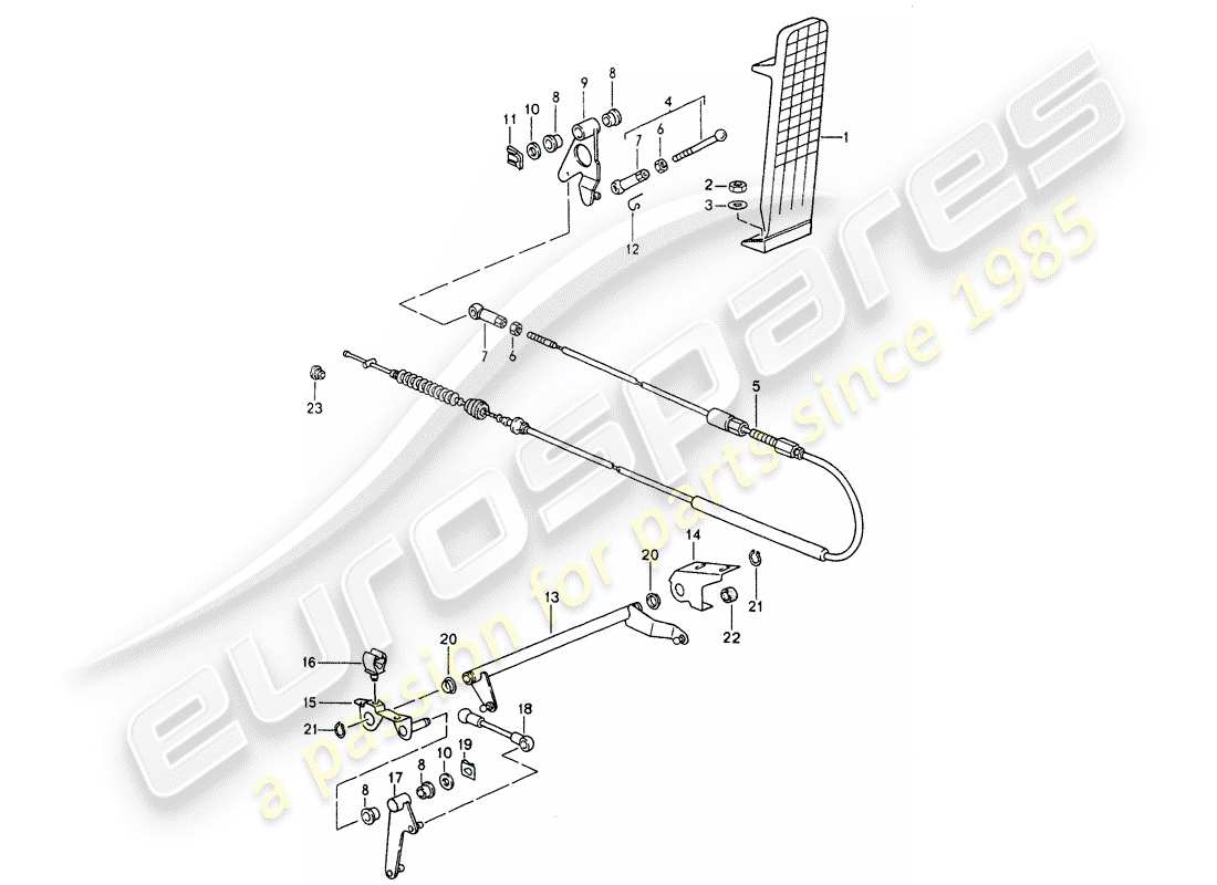 porsche 1990 (964) pedals - throttle control part diagram