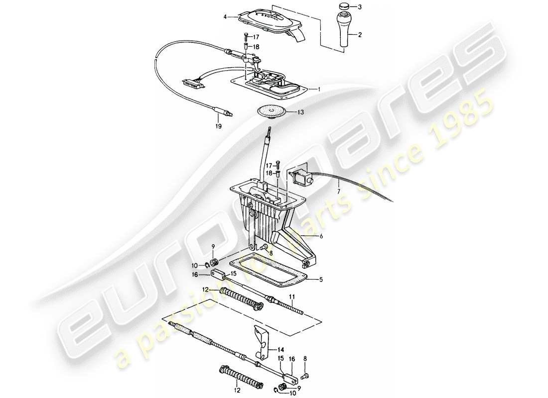 porsche 1990 (964) selector lever - tiptronic - d - mj 1992>> part diagram