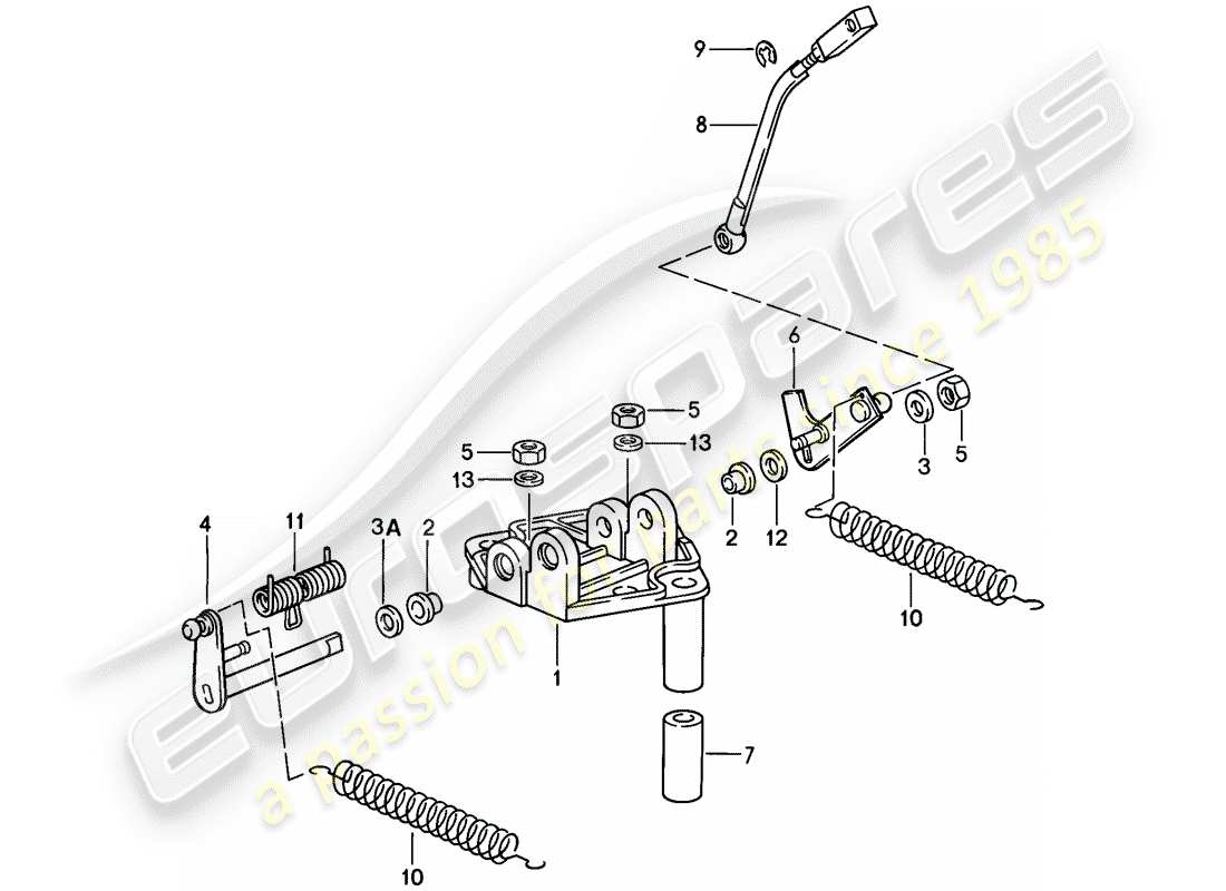 porsche 1985 (911) throttle linkage - bracket part diagram