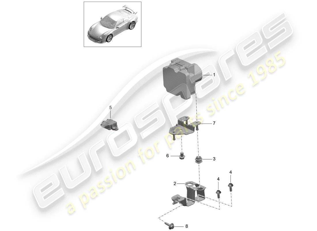 porsche 991r/gt3/rs (2014) hydraulic unit parts diagram