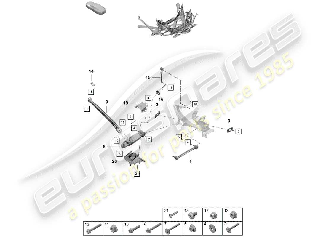 porsche 2020 (718 boxster spyder) upper link parts diagram