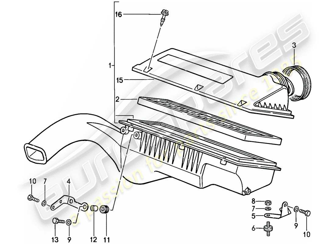 porsche 1986 (944) air cleaner system part diagram