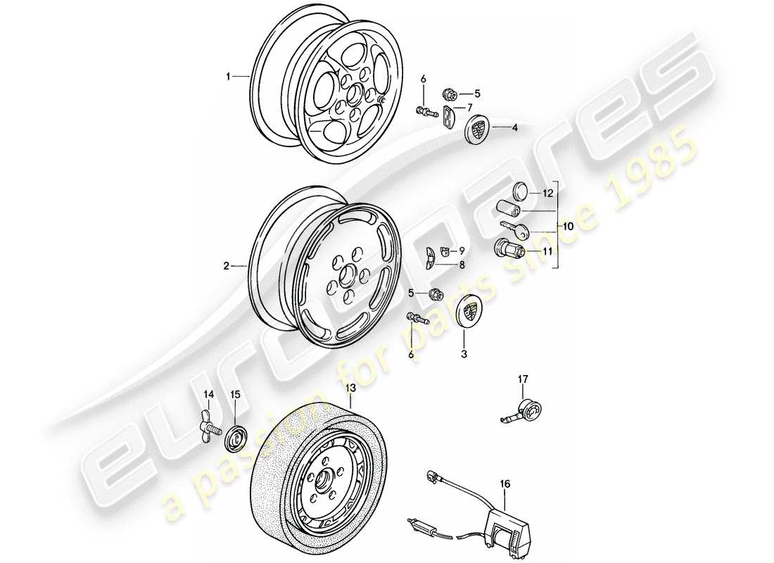 porsche 1986 (944) disc wheel - d - mj 1987>> part diagram