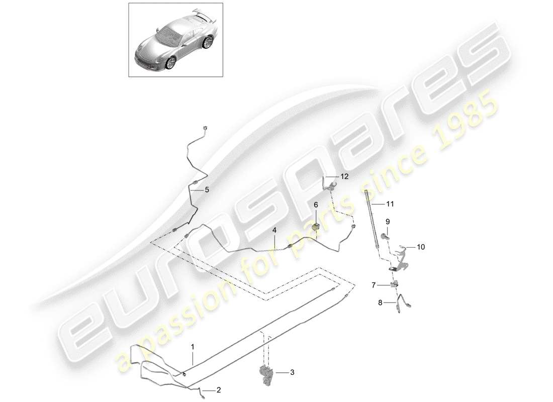 porsche 2014 (991-1 r/gt3/rs) brake line part diagram