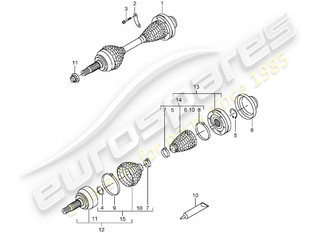 porsche 2003 (cayenne e1 9pa) drive shaft part diagram
