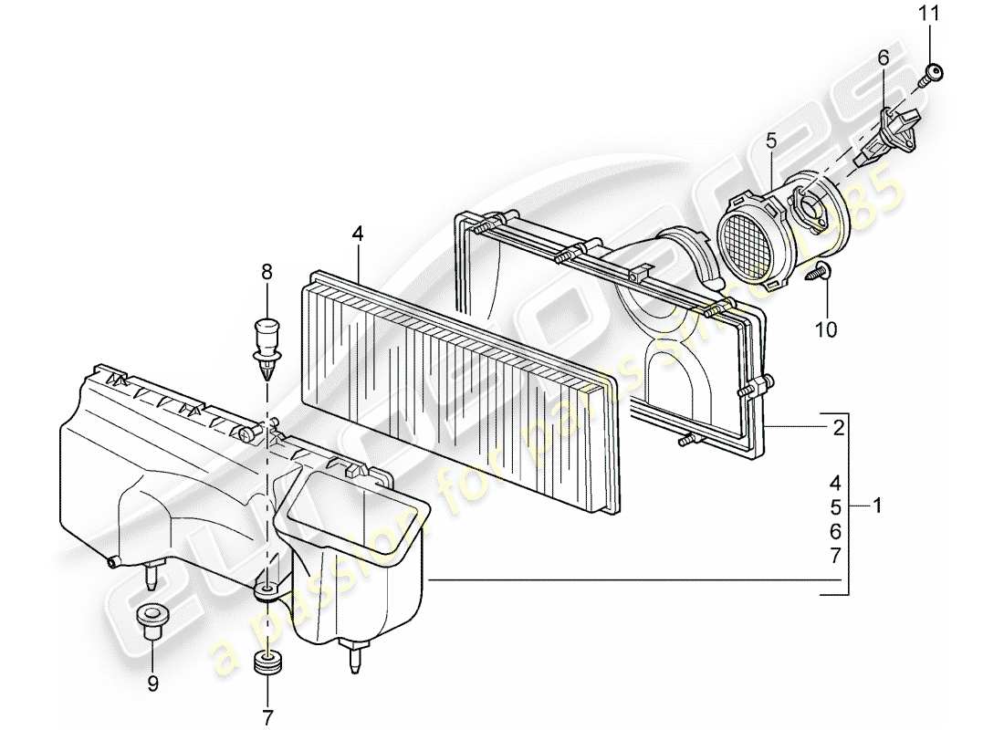porsche 2011 (997-2 gt3) air cleaner part diagram