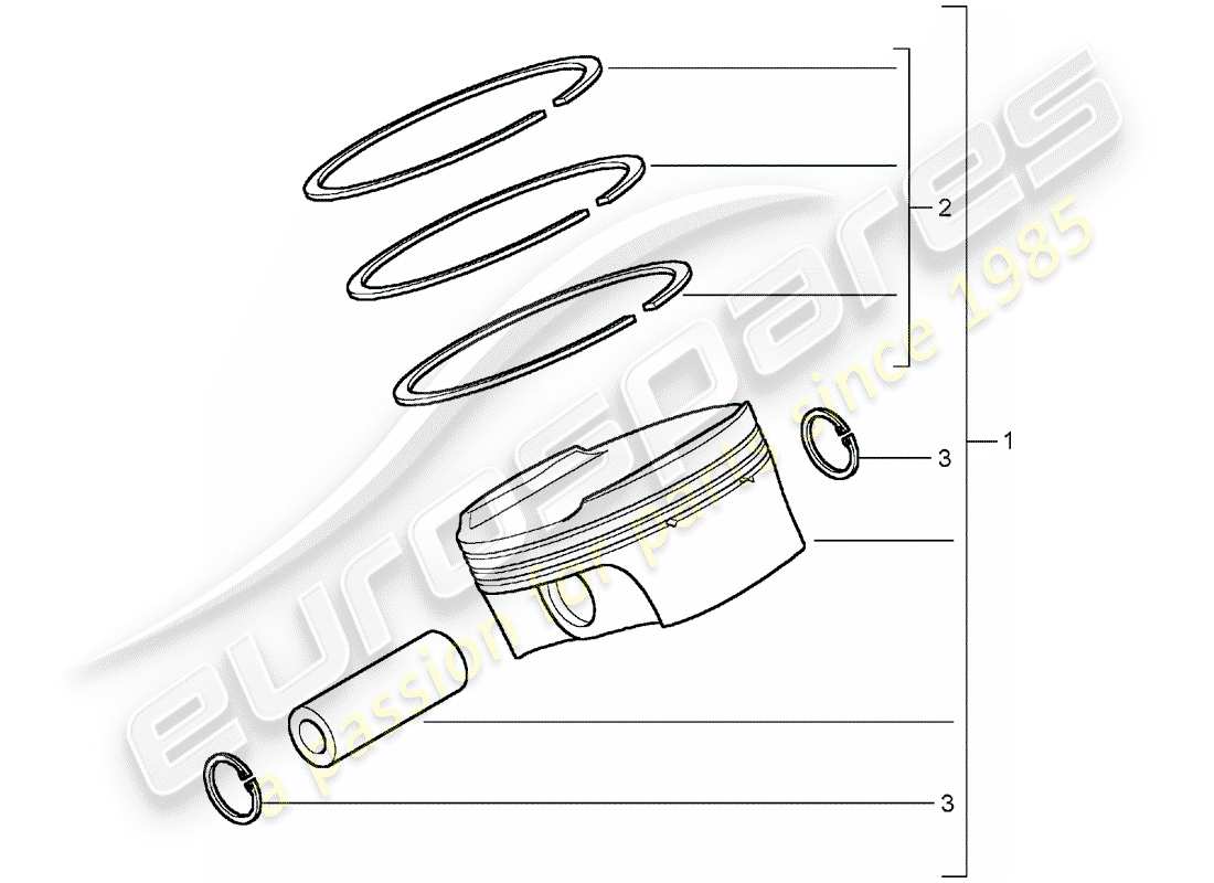 porsche 2005 (carrera gt) piston - piston rings part diagram