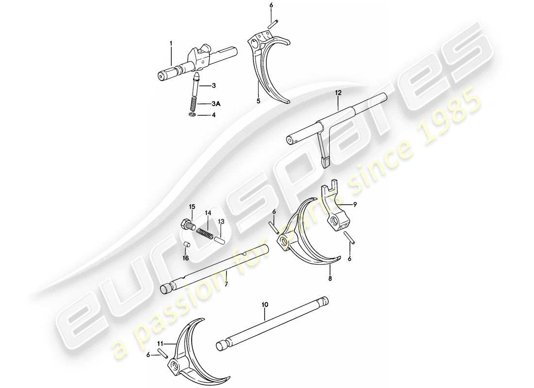 porsche 1978 (924) transmission control - 5-speed part diagram