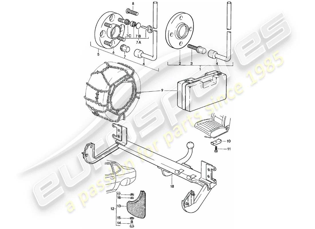 porsche 1983 (924) accessories part diagram
