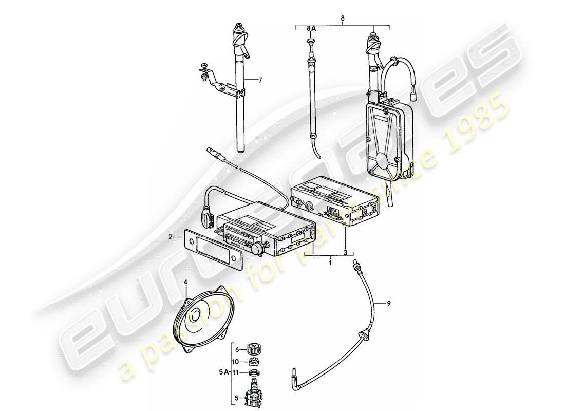 porsche 1980 (928) radio unit - installation parts - additional accessories in the - classic catalogue - (model: cla) part diagram
