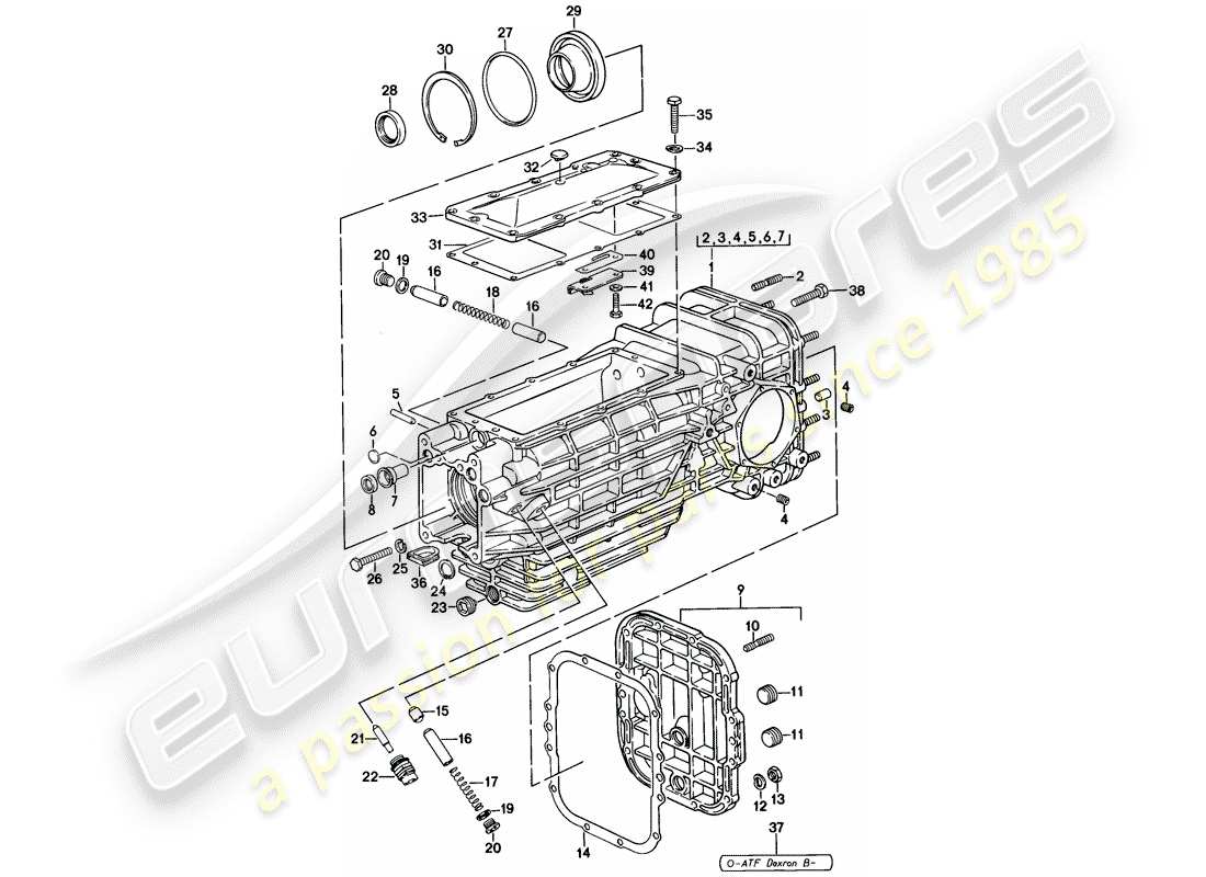 porsche 928 (1982) replacement transmission - transmission case - manual gearbox parts diagram