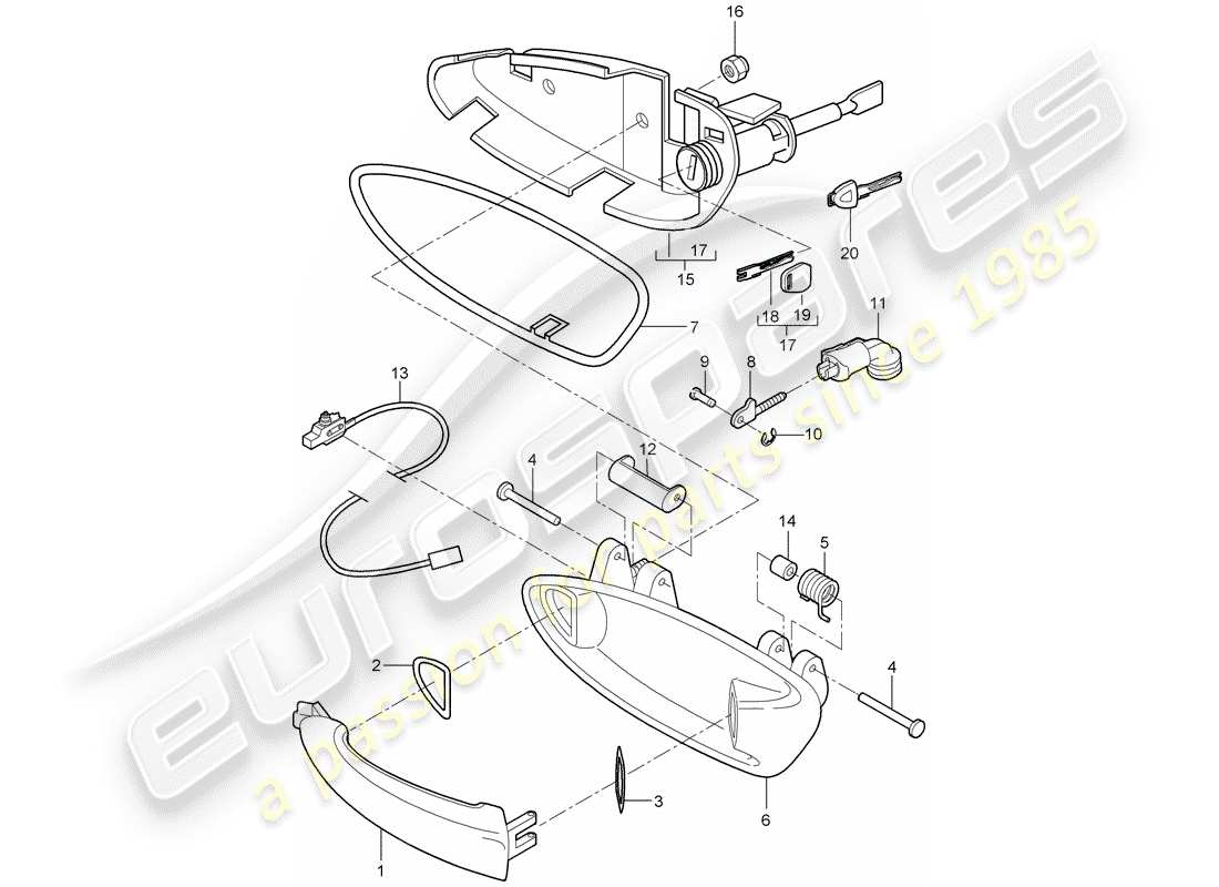 porsche 2009 (997-2) door handle part diagram
