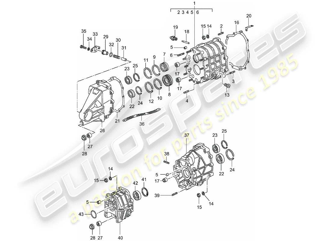 porsche 1998 (993) gear housing - transmission cover parts diagram