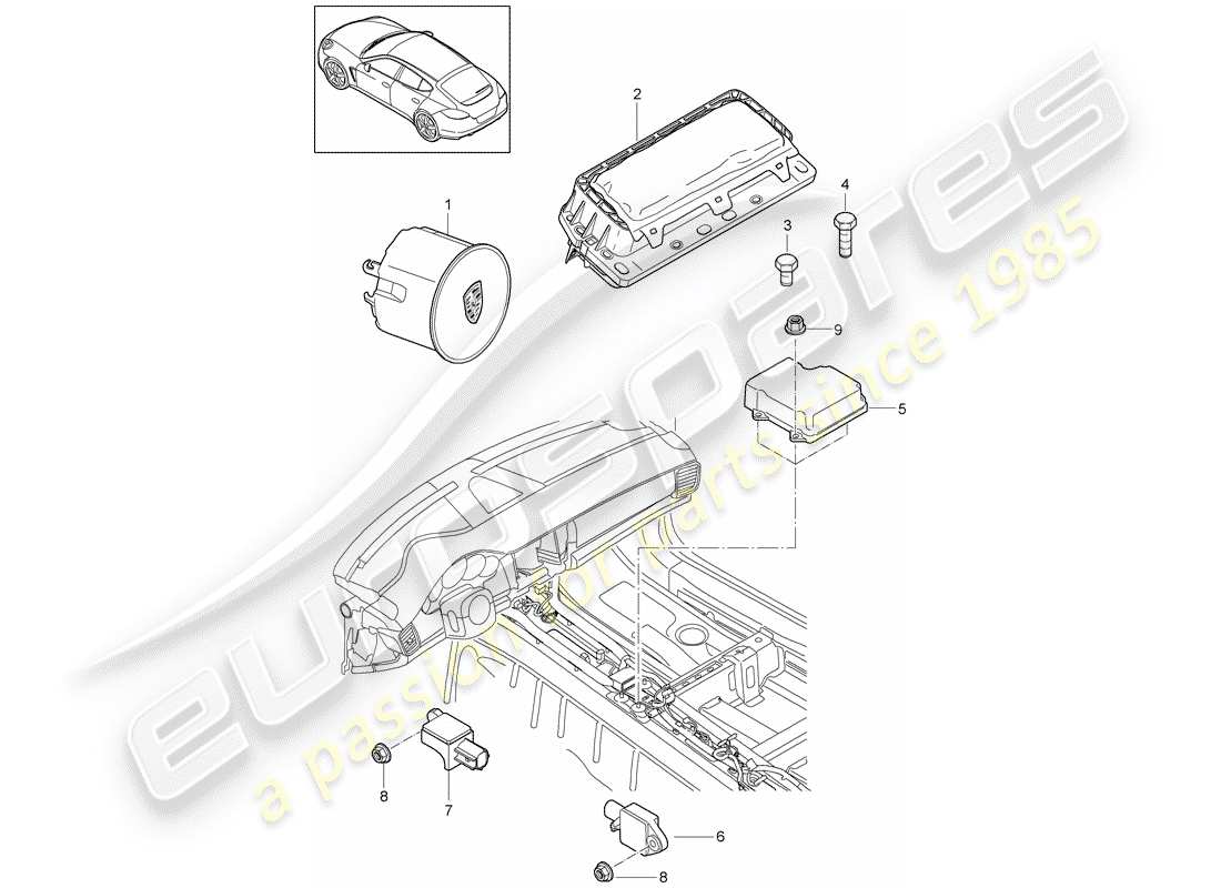 porsche 2015 (panamera 970) airbag part diagram