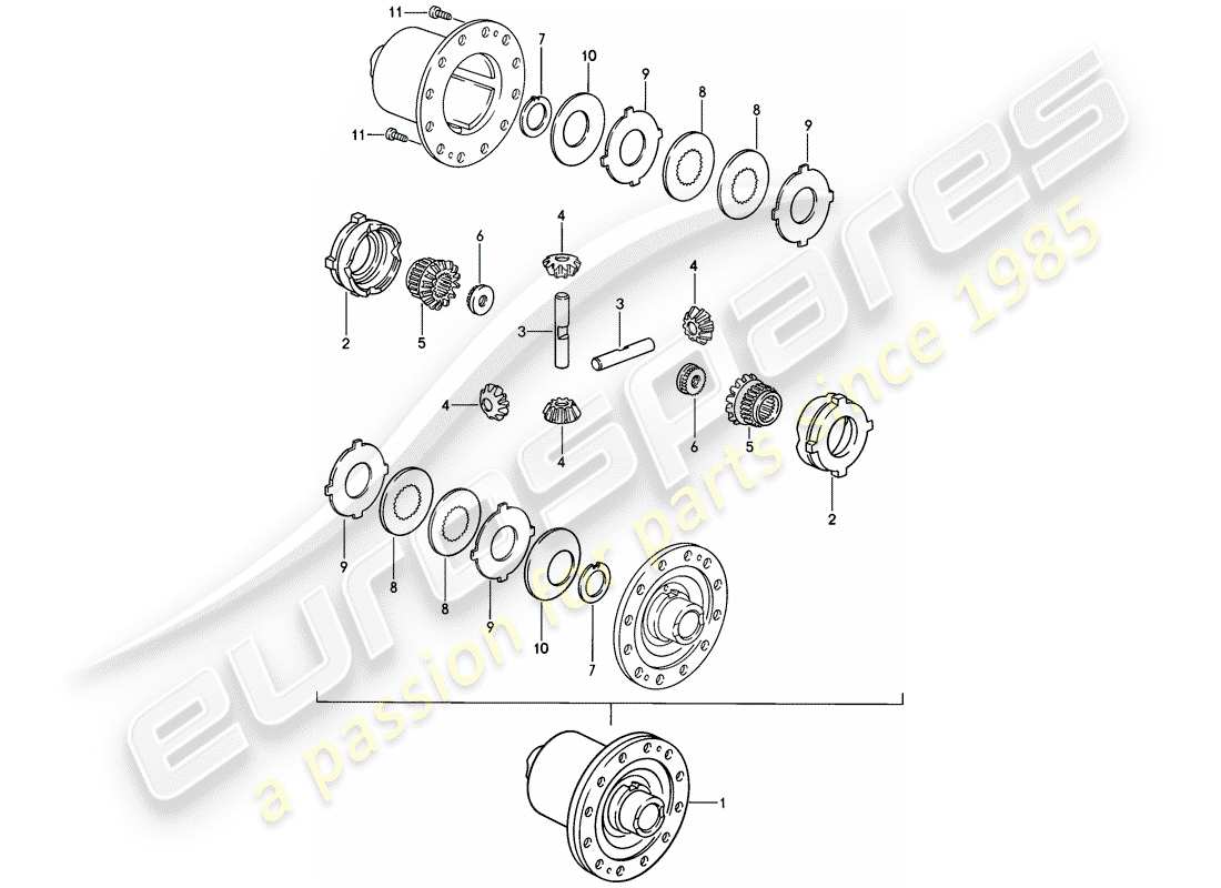 porsche 928 (1980) limited slip differential - manual gearbox parts diagram