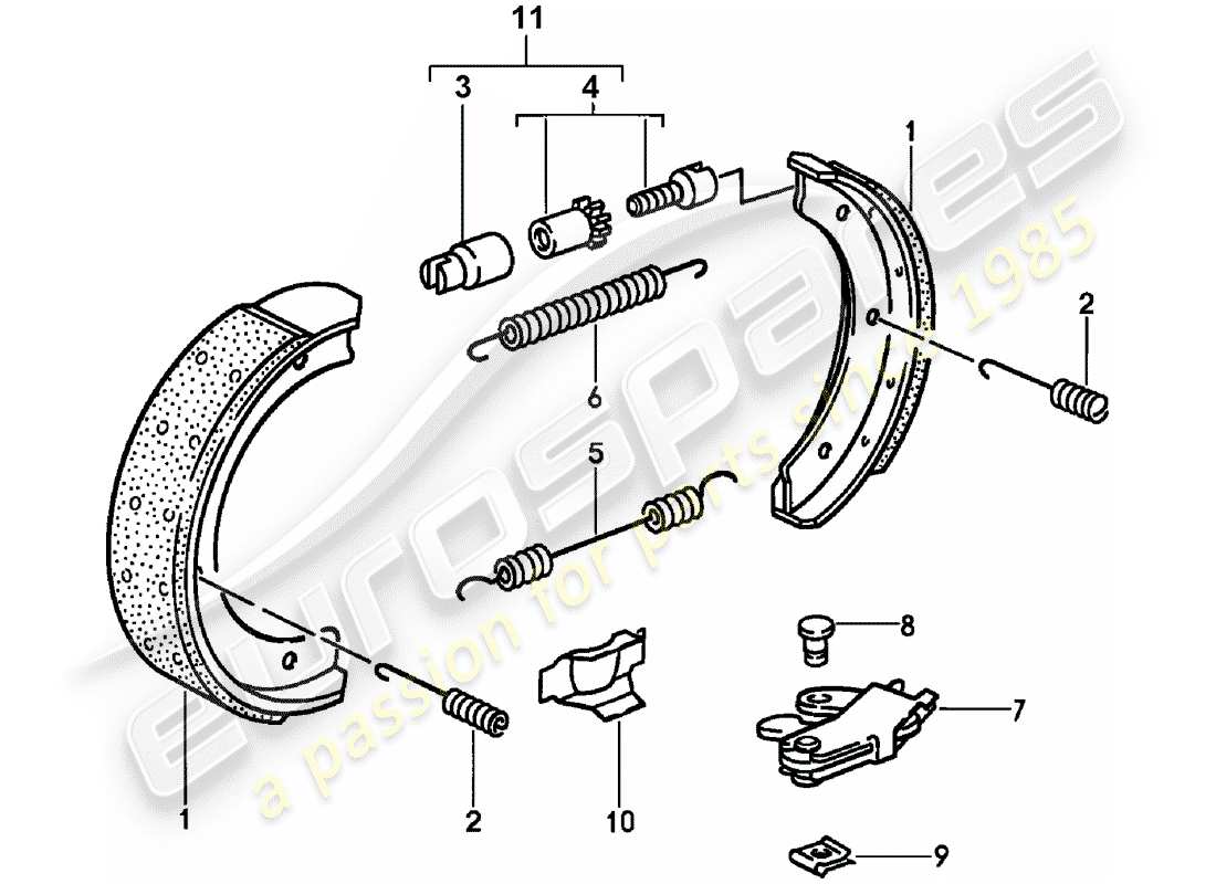 porsche 1986 (944) handbrake part diagram
