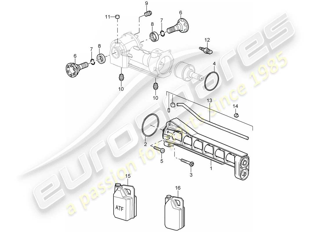 porsche 2008 (997-1 turbo / gt2) front axle differential part diagram