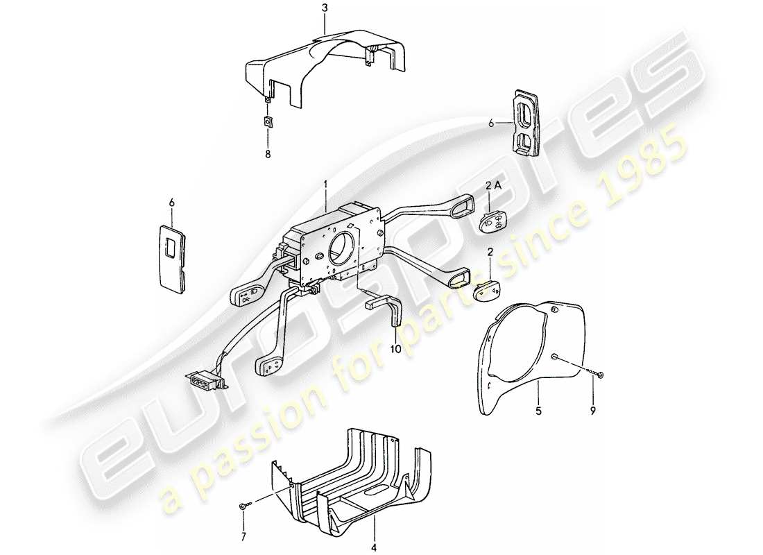 porsche 1998 (993) steering column switch parts diagram