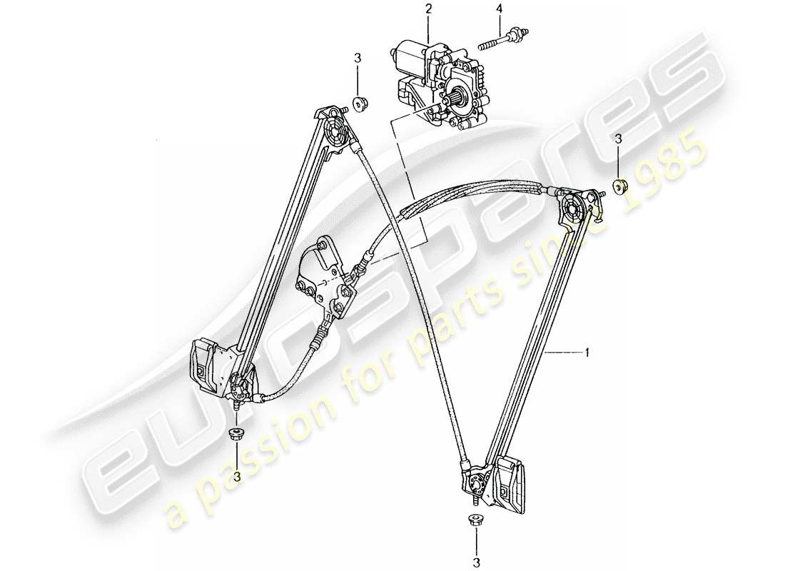 porsche 2004 (996) window regulator part diagram