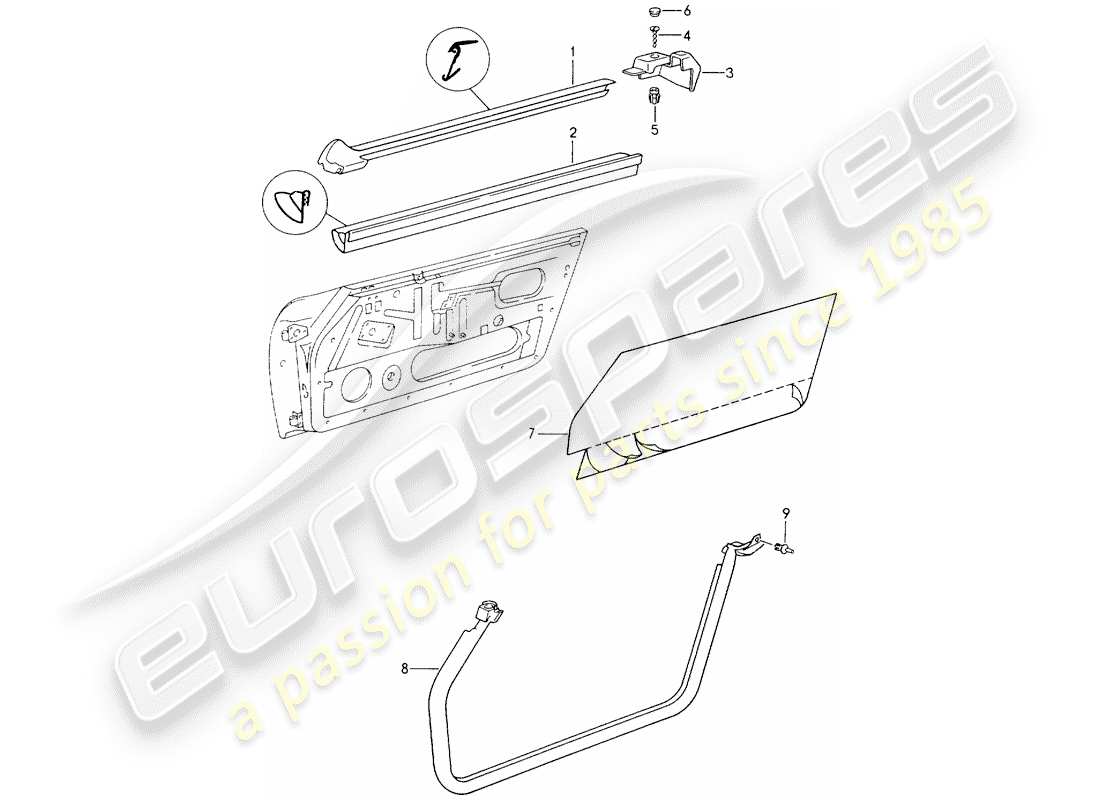 porsche 1990 (964) seal strip - doors part diagram
