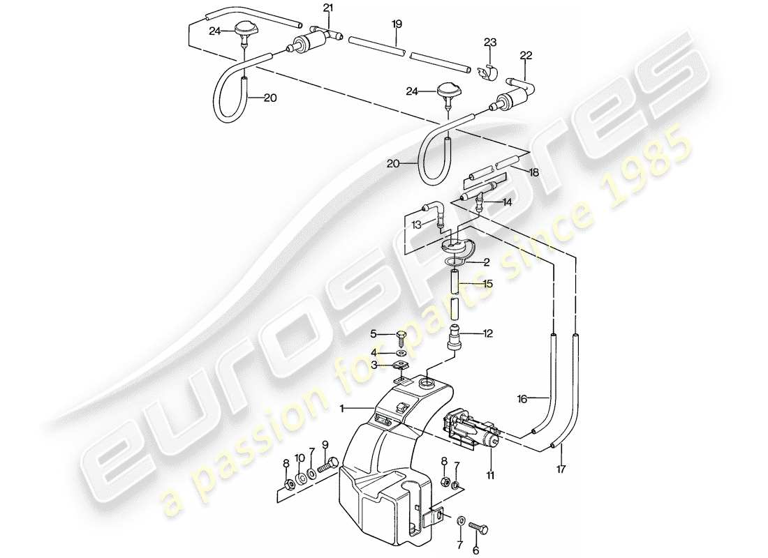 porsche 1979 (924) windshield washer unit - d - mj 1979>> - mj 1979 part diagram