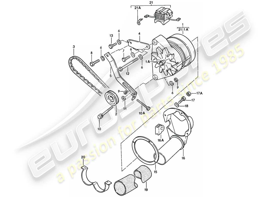 porsche 1981 (928) alternator part diagram