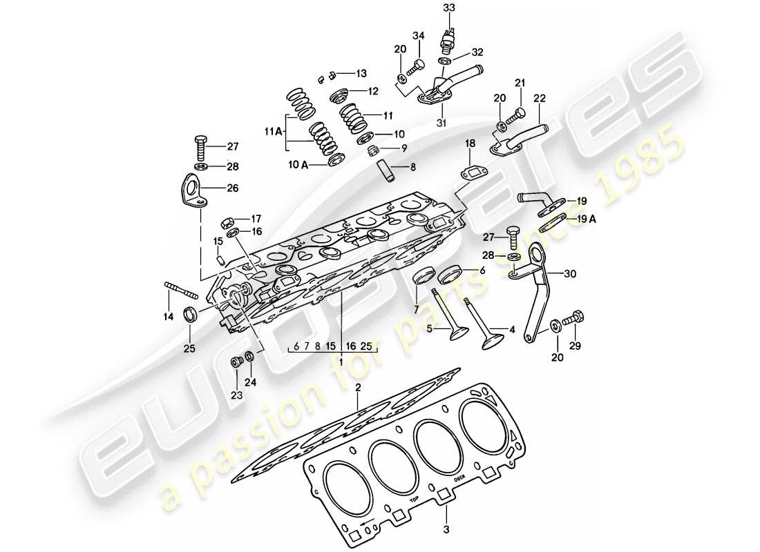 porsche 1978 (928) cylinder head part diagram