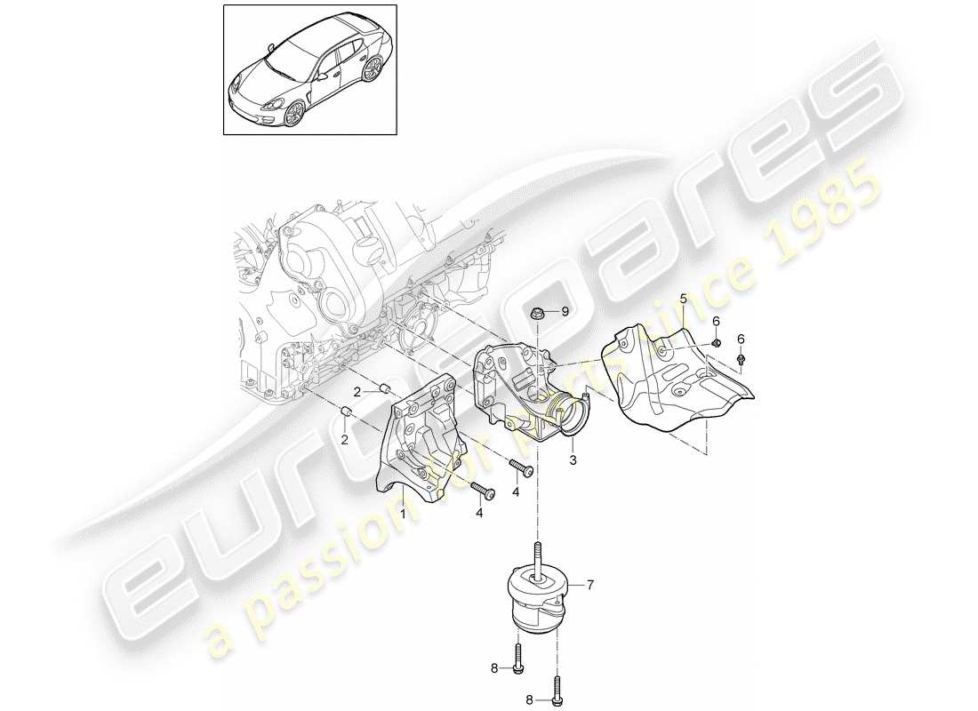 porsche 2011 (panamera 970) engine suspension part diagram