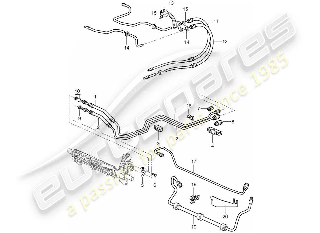 porsche 2006 (987 cayman) power steering part diagram