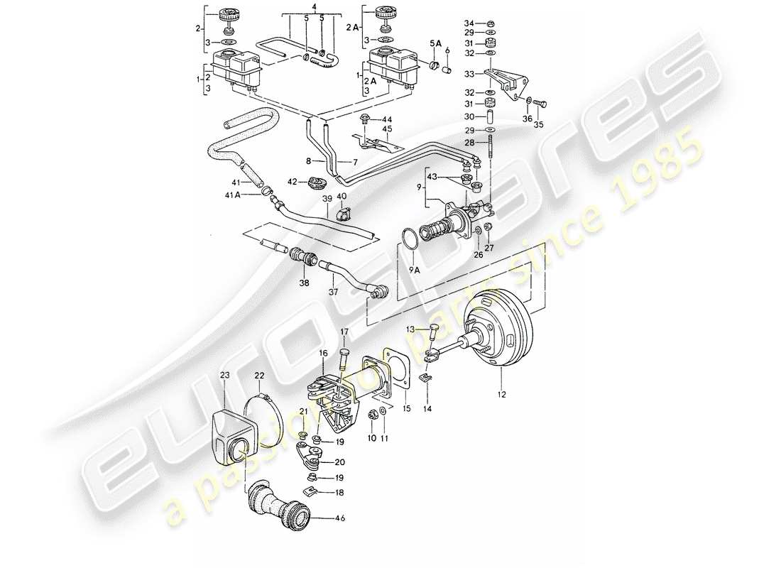 porsche 1997 (993) reservoir for - brake fluid - brake master cylinder part diagram