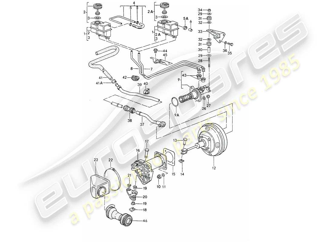 porsche 993 (1997) reservoir for - brake fluid - brake master cylinder part diagram