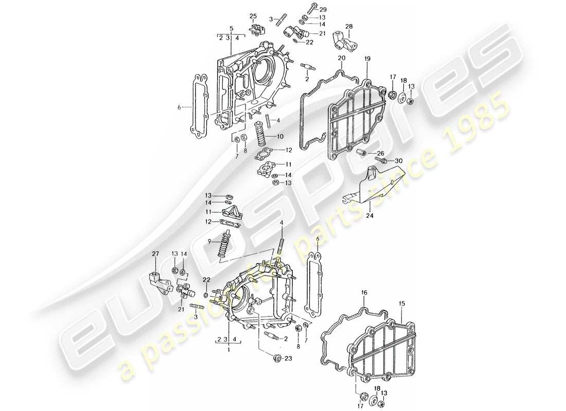 porsche 1998 (993) chain case - tensioner - chain parts diagram