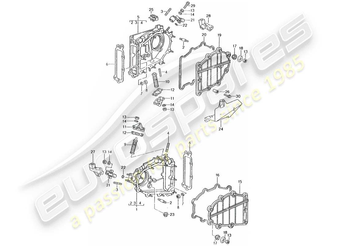 porsche 993 (1998) chain case - tensioner - chain parts diagram