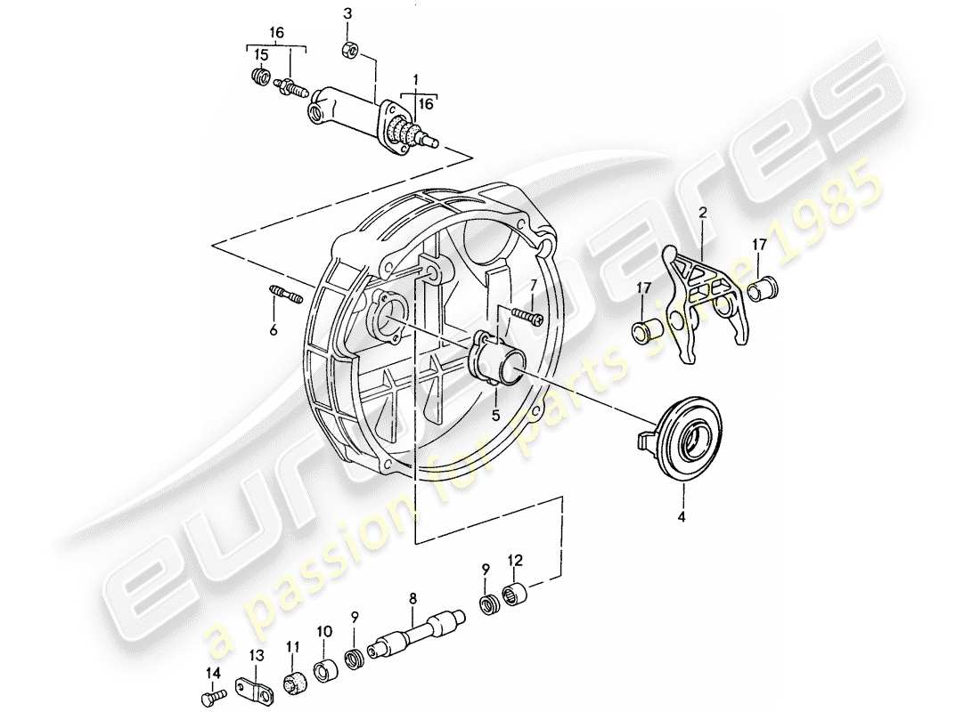 porsche 1998 (993) clutch release parts diagram