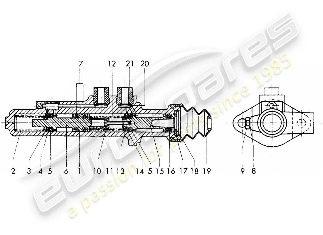 porsche 1969 (911/912) brake master cylinder - $ 19,05 - without: - warning function - single parts - d - mj 1969>> - mj 1969 part diagram
