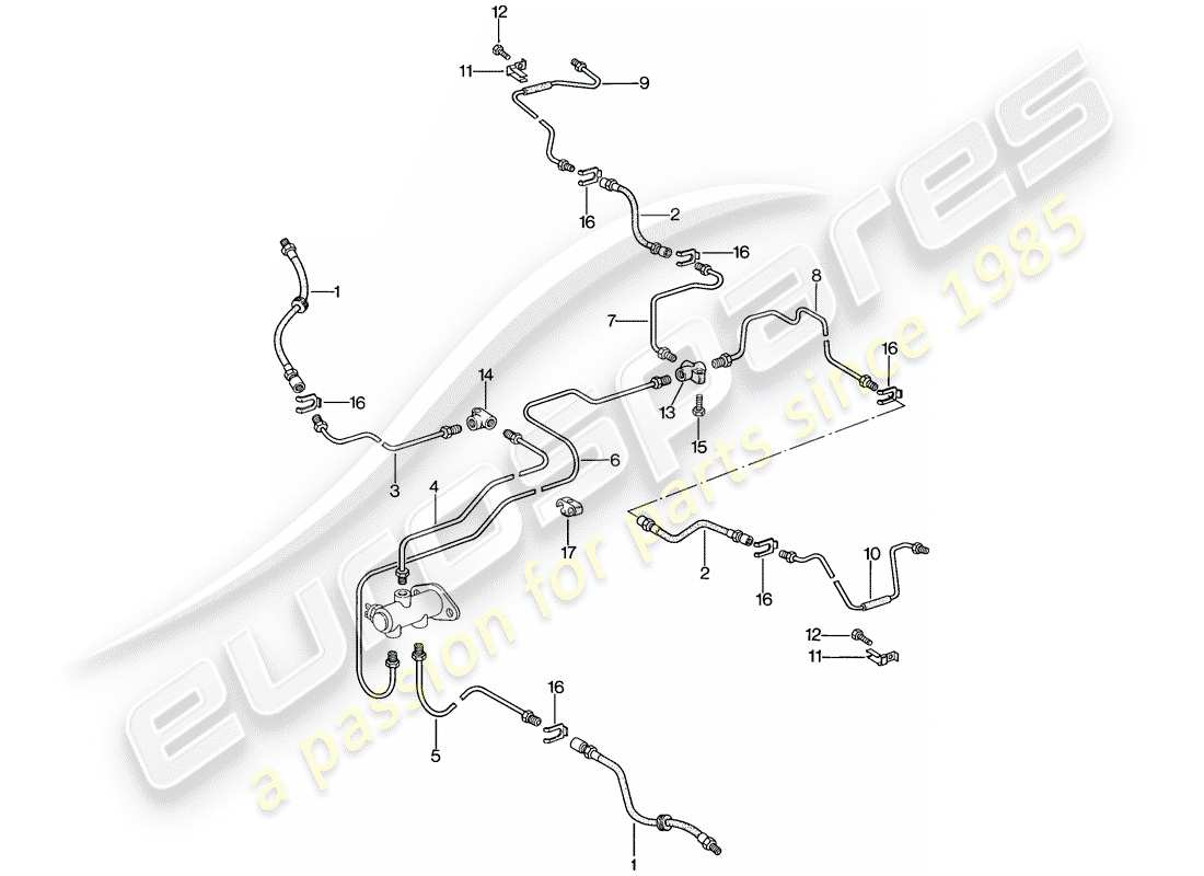 porsche 1988 (924s) brake lines part diagram
