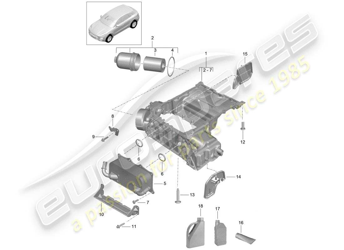 porsche 2016 (macan) oil-conducting housing part diagram