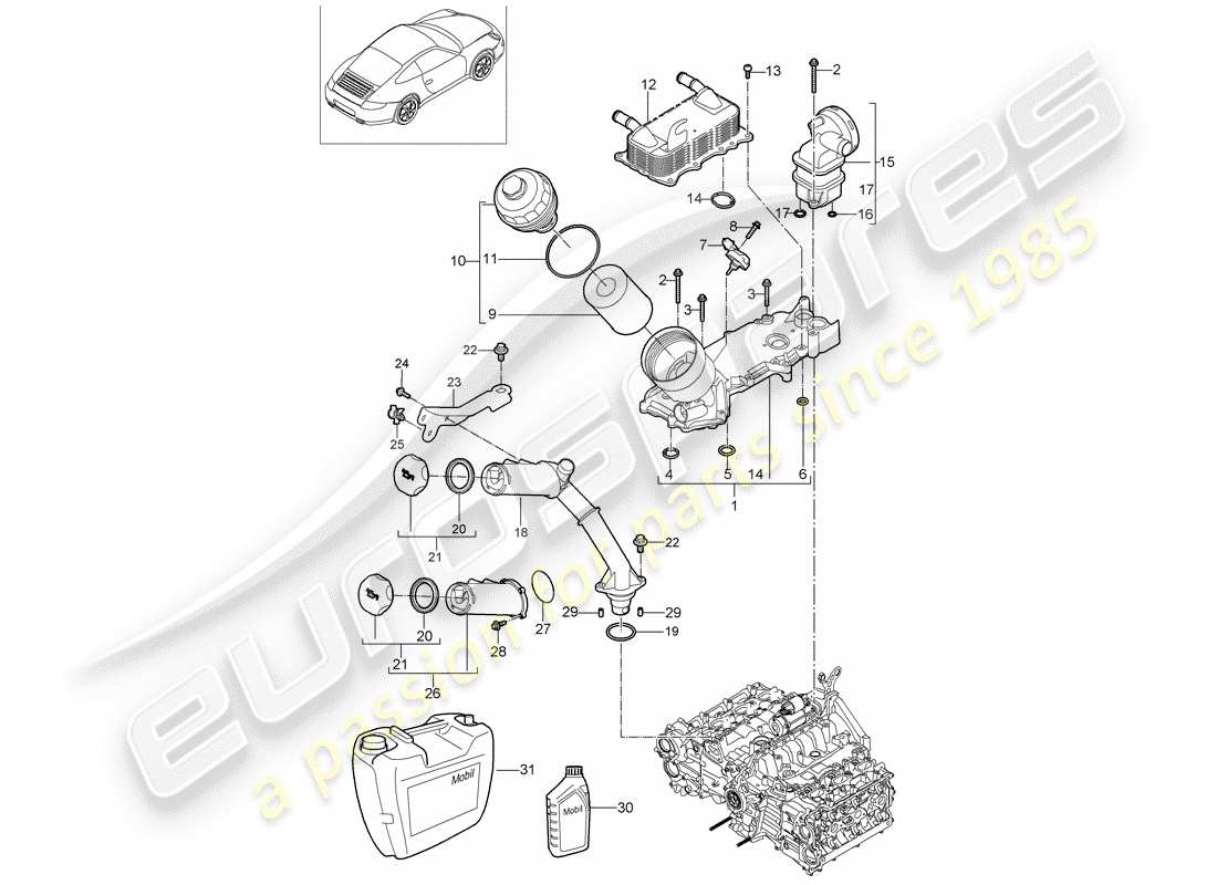 porsche 997 gen. 2 (2009) engine lubrication part diagram
