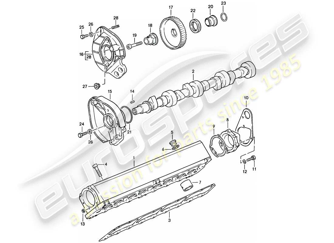 porsche 1988 (944) camshaft housing - - camshaft parts diagram
