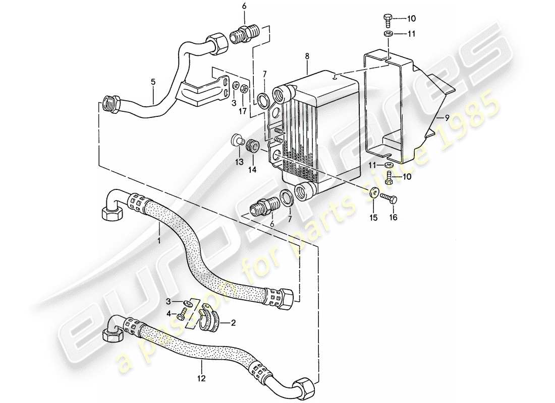 porsche 1991 (944) oil cooling part diagram