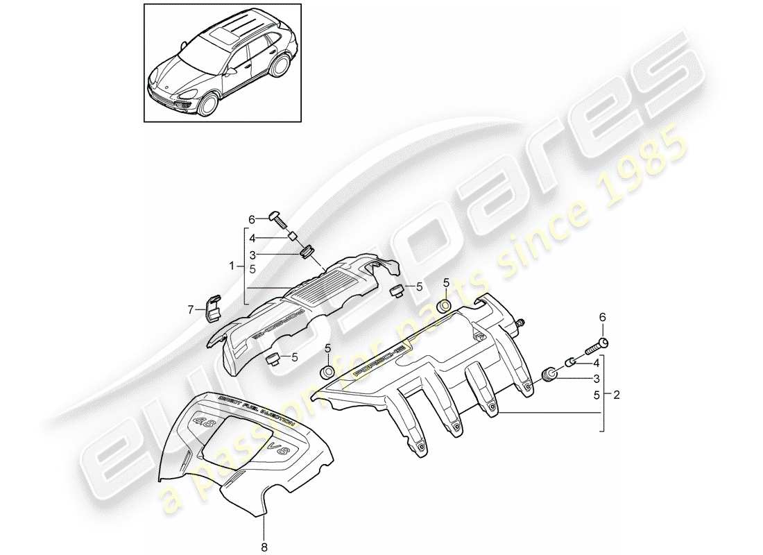 porsche 2015 (cayenne e2 92a) engine cover part diagram