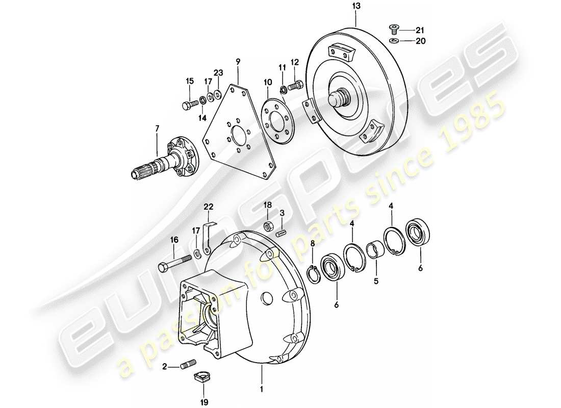 porsche 1979 (928) torque converter - converter housing - automatic transmission part diagram