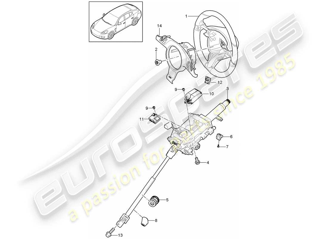 porsche 2015 (panamera 970) steering wheels part diagram