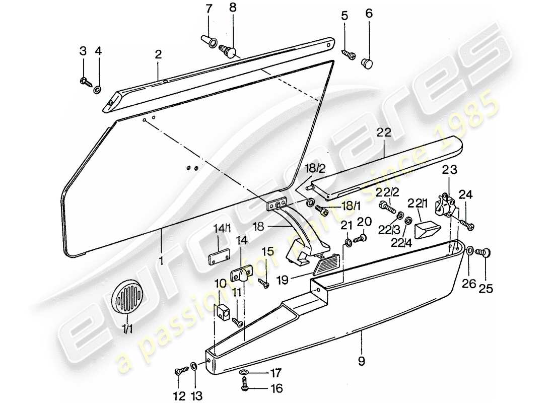 porsche 1976 (911) door panel part diagram